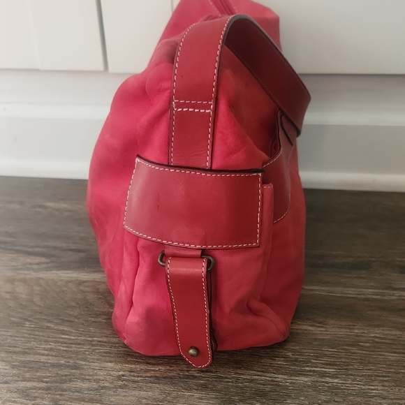 Safari Columbian Bags Vintage Red Lamb Skin Leather Purse With Adjustable Strap - Picture 4 of 13